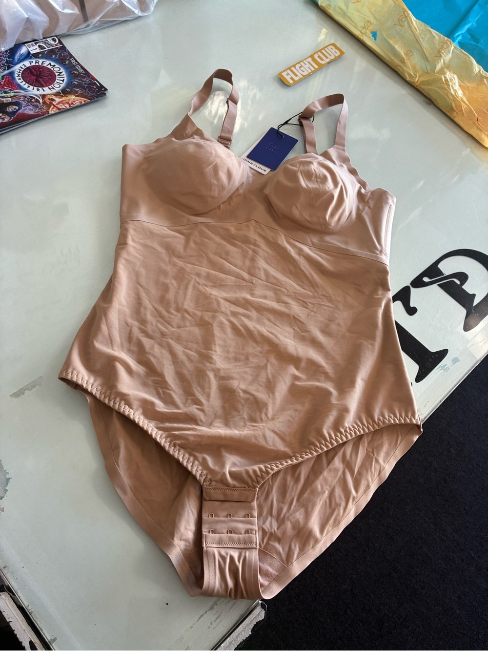 Women’s Honeylove Liftwear Cami Bodysuit Sand NWT Size XL New
